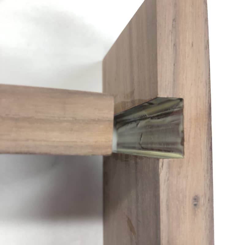 wood glue inside dado of DIY spice rack