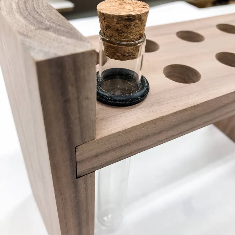 test fit of DIY spice rack in walnut