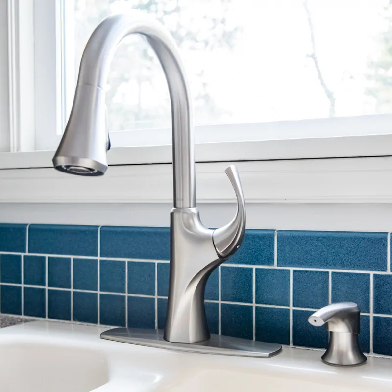 Pfister Miri kitchen faucet and soap dispenser