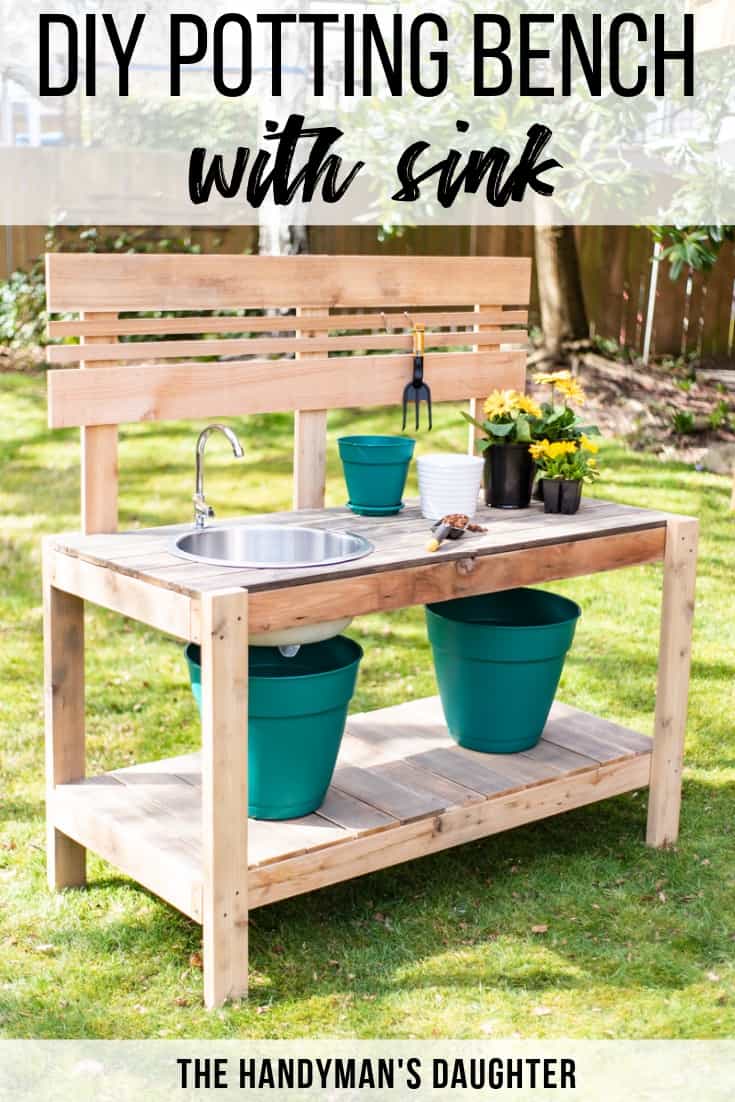 DIY potting bench with sink by The Handyman's Daughter