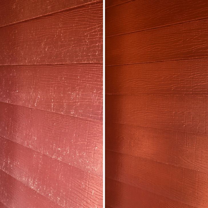aluminum siding before and after cleaning