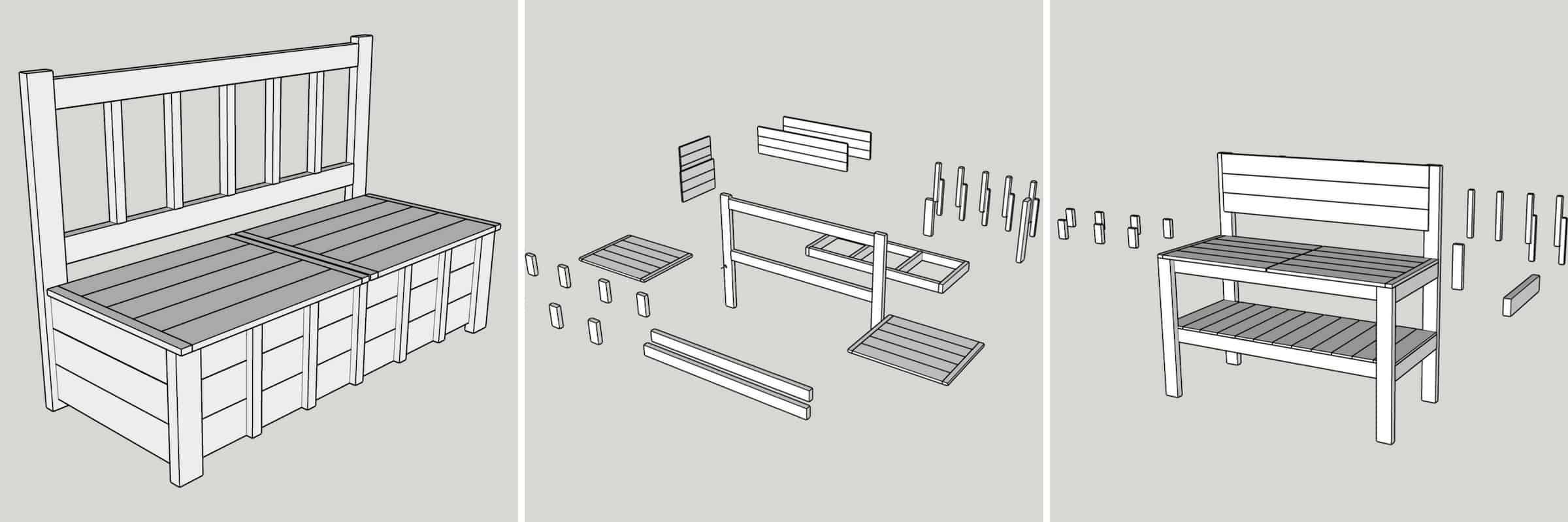 transition from storage bench to potting bench