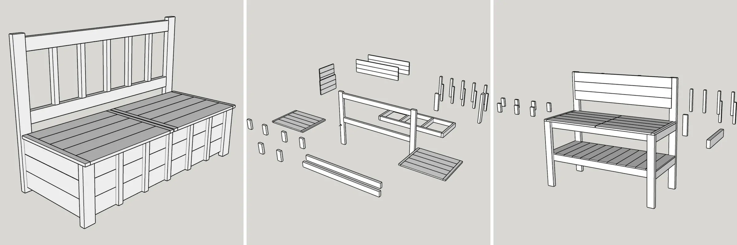 transition from storage bench to potting bench