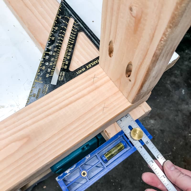 marking placement on 2x4 garage shelves