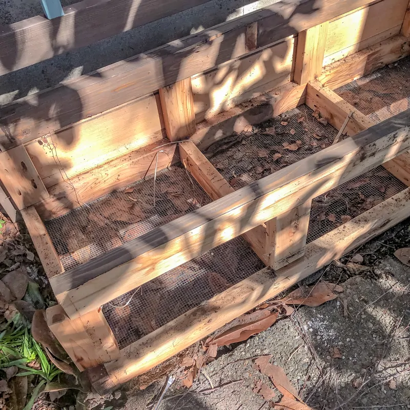 demolition of old outdoor storage bench to reclaim the wood