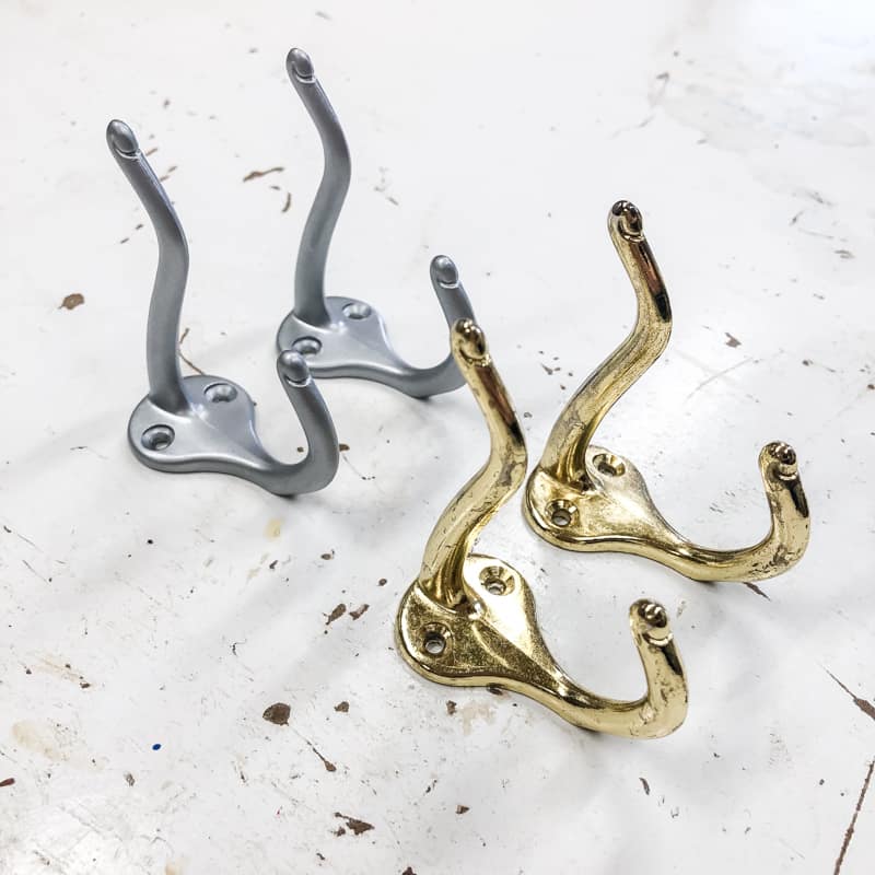 brass coat hooks painted silver
