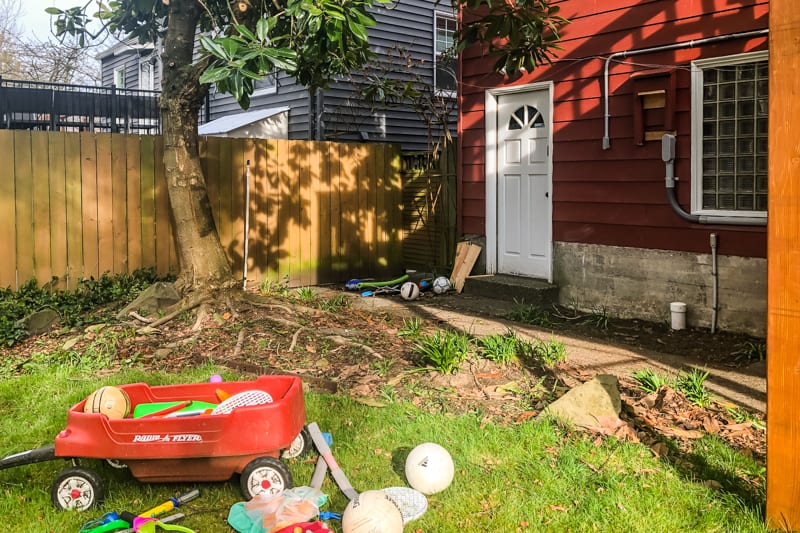 messy corner of the backyard