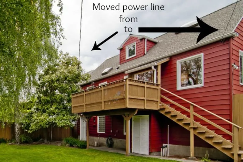 moved power line to avoid sagging line over deck