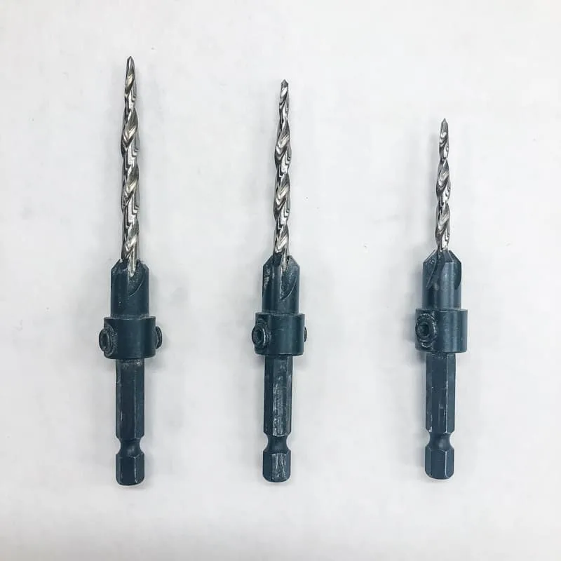 countersink bits in various sizes