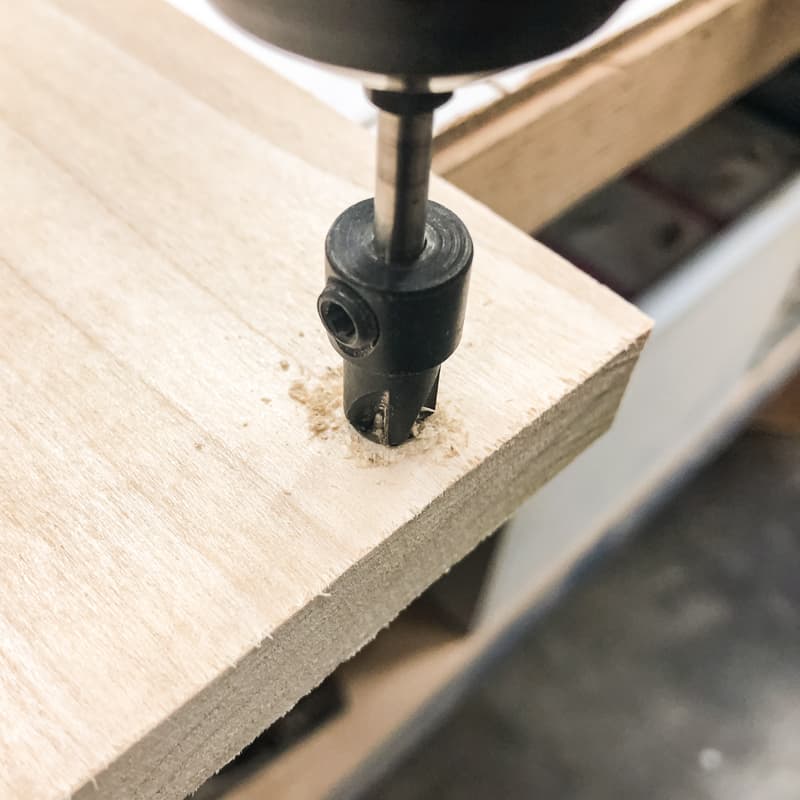 drilling countersink hole in wood