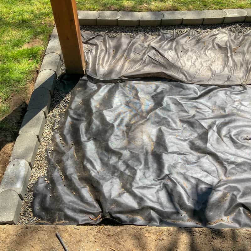 landscaping fabric as base for gravel patio area