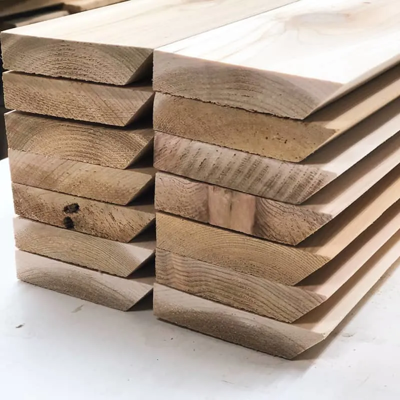1x4 boards with tops cut at a 45 degree angle