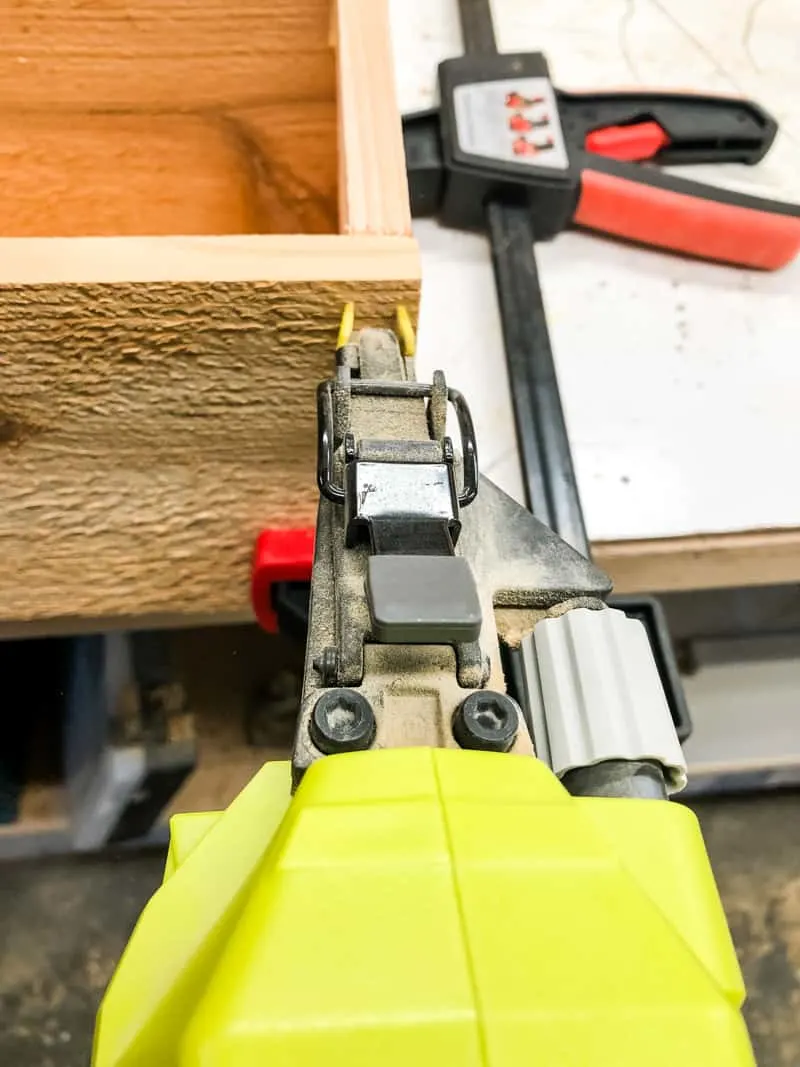 nailing sides of planter box with a Ryobi brad nailer