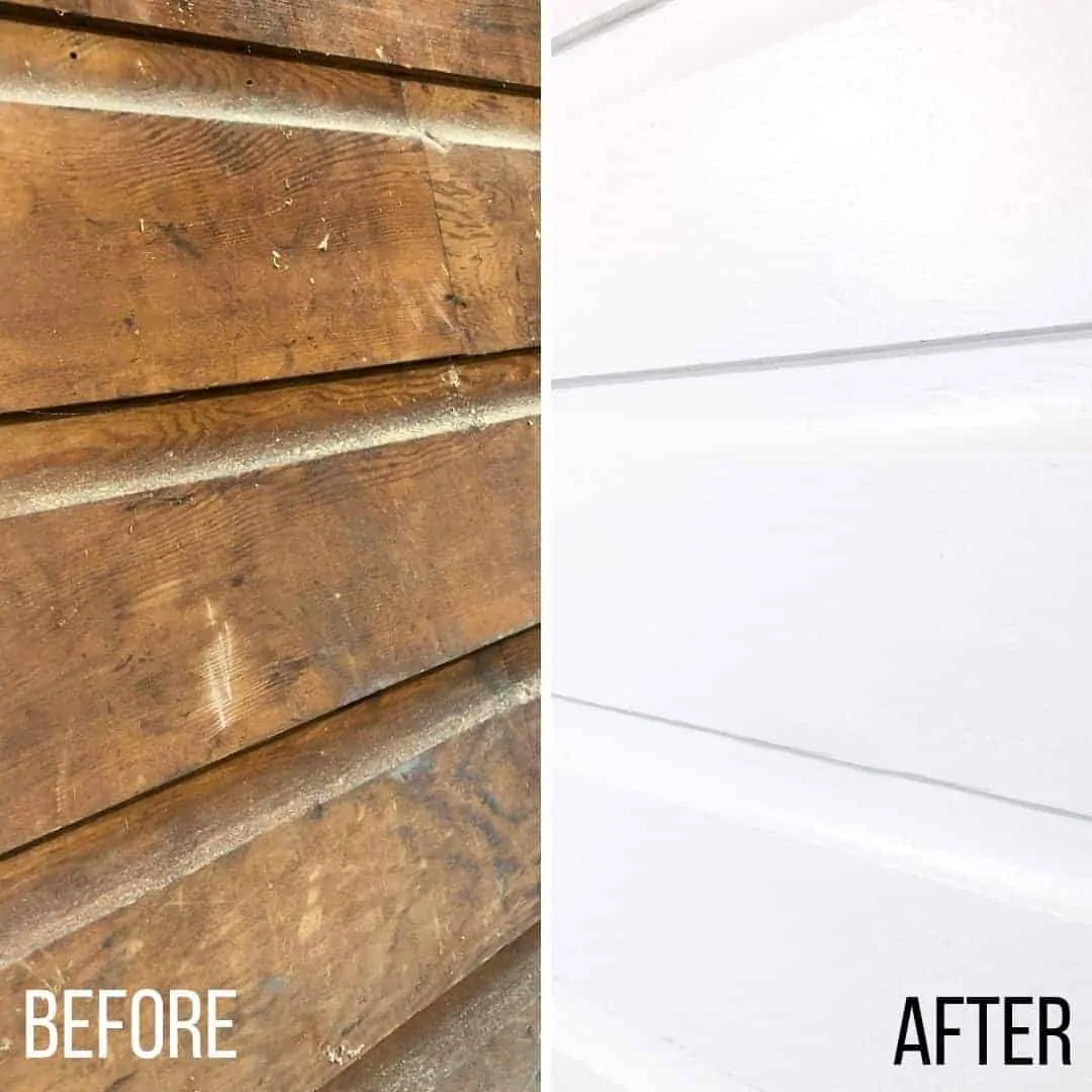 wood paneling before and after painting