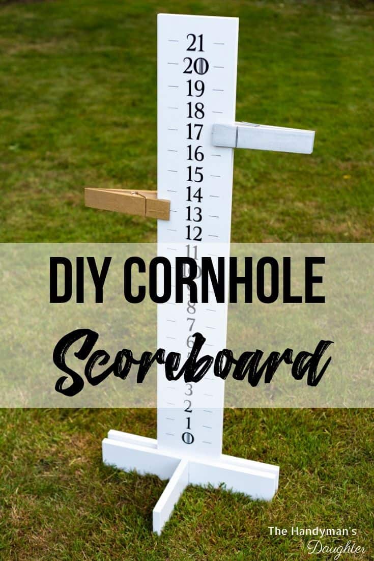 DIY cornhole scoreboard with point markers on sides