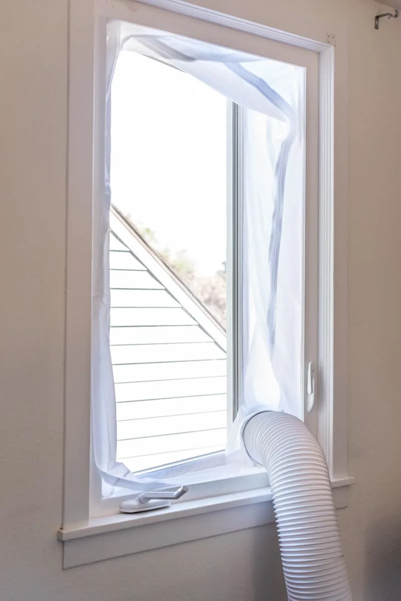 casement window air conditioner with fabric window seal