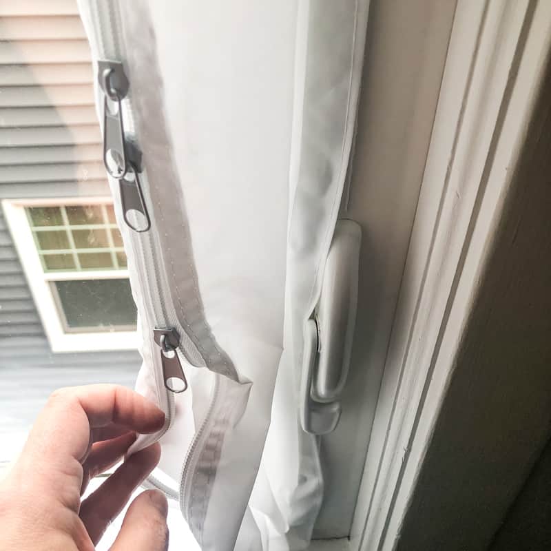 window seal with zippers in casement window for air conditioner