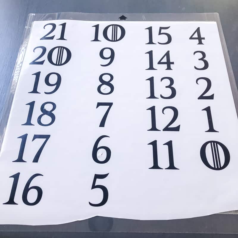 numbers cut from adhesive vinyl in Game of Thrones style lettering