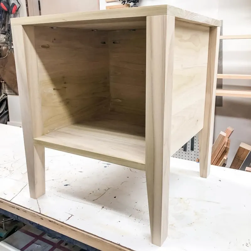DIY nightstand ready for paint