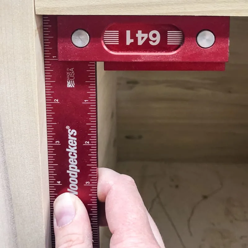 checking for square on bottom shelf