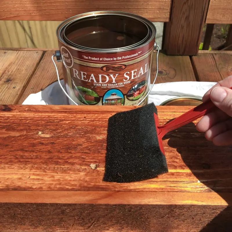 staining railing planters with Ready Seal