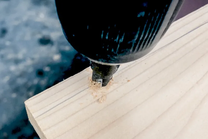 drilling countersink holes along perimeter of balcony railing table