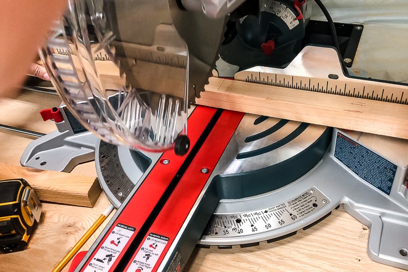 cutting pieces for outdoor coffee table with a miter saw