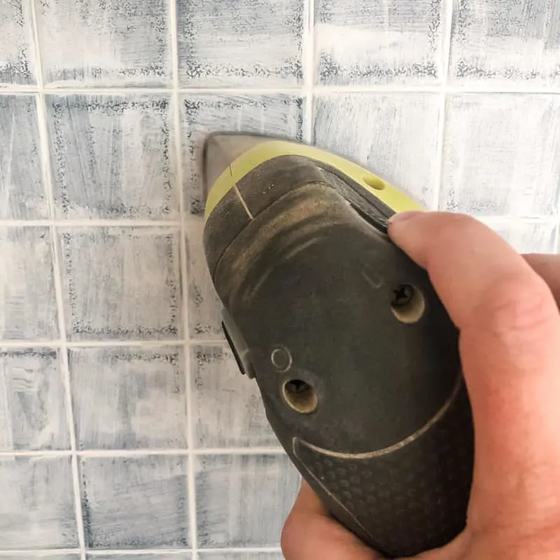 sanding primer on backsplash tile