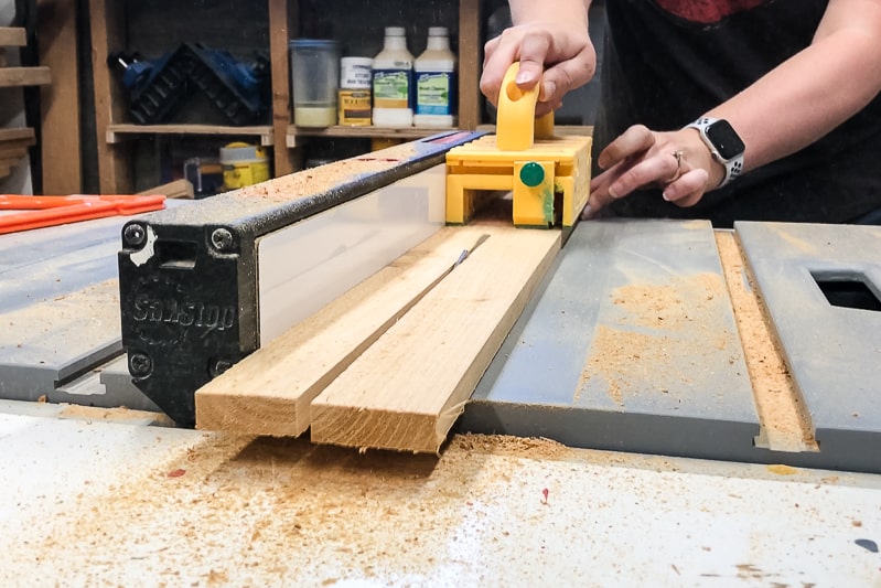 cutting cedar fence pickets on table saw