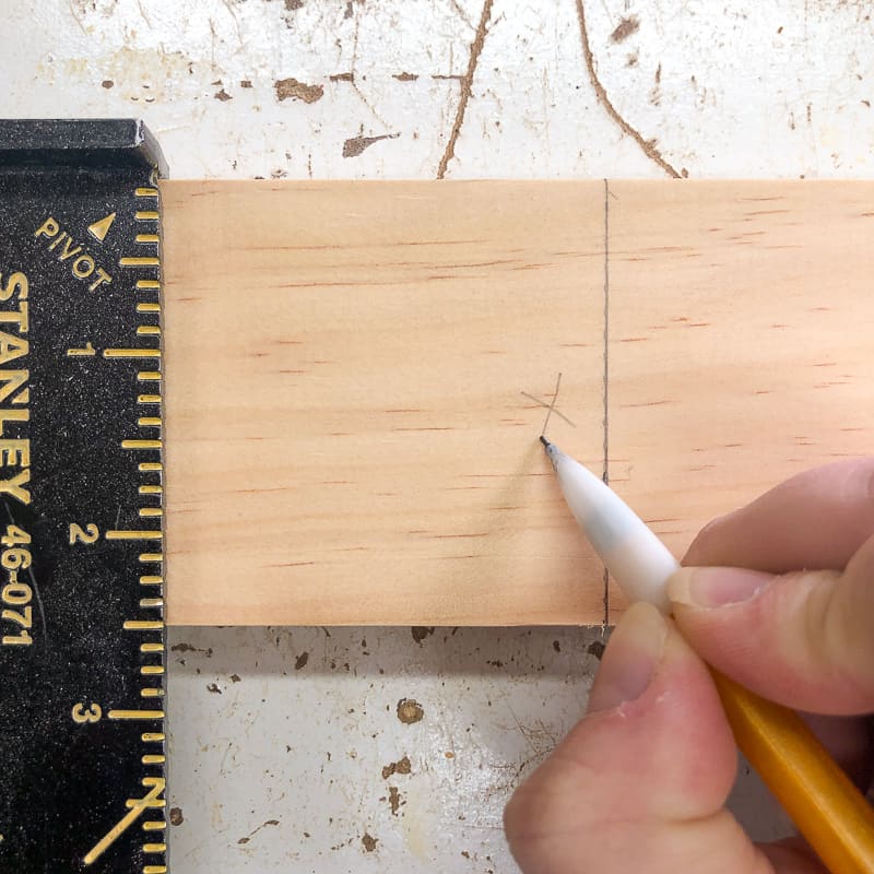 marking waste side of a board with an X