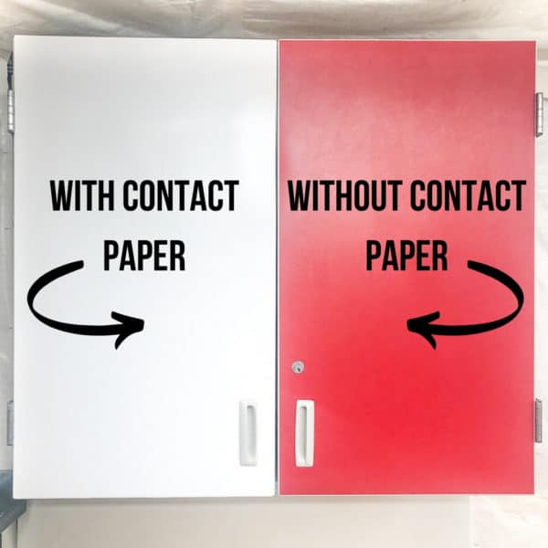 cabinet with and without contact paper