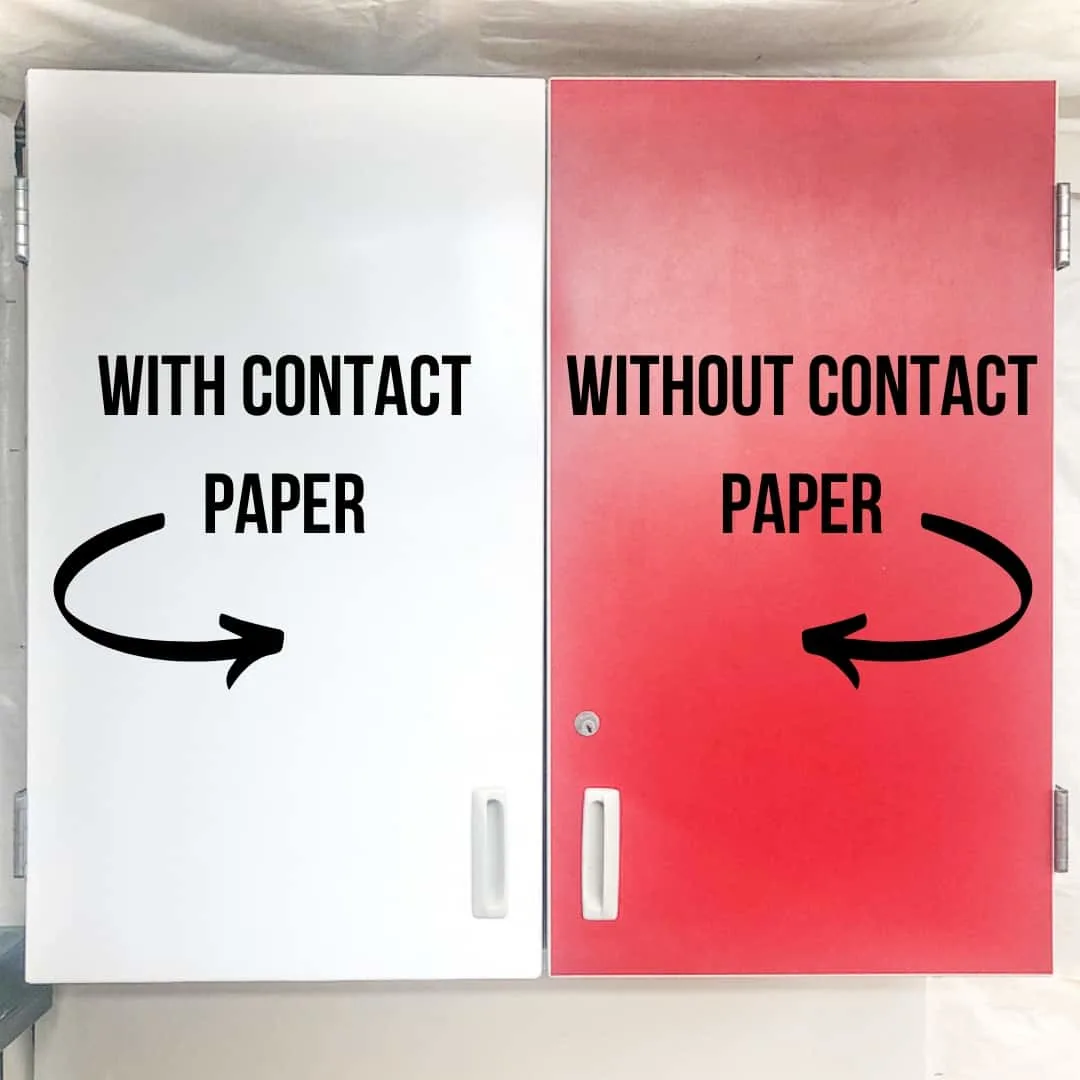 slab cabinet doors with and without contact paper