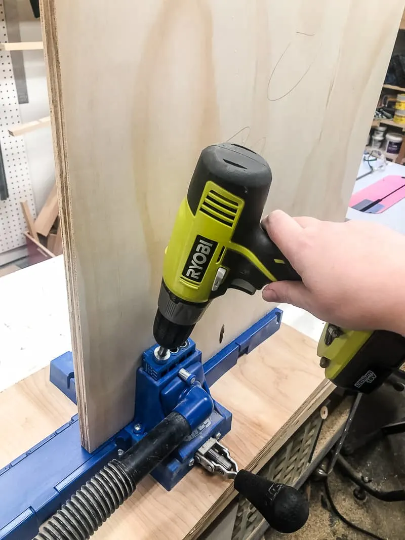 drilling holes in sides of workbench