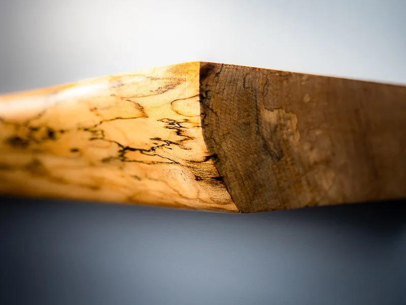 corner of live edge floating shelves