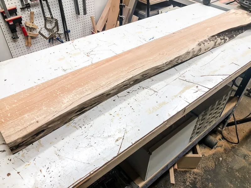 live edge slab to be made into floating shelves