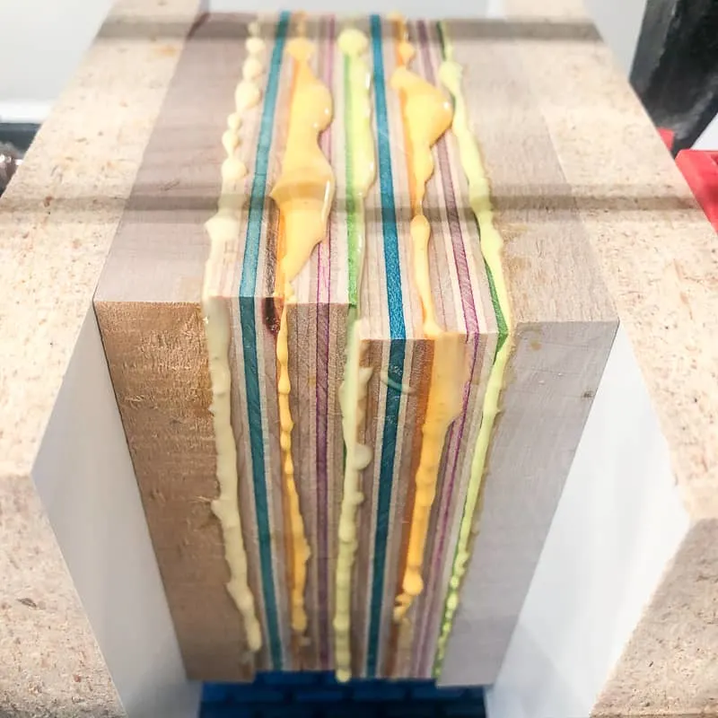 glue squeeze out between layers of skateboard veneer