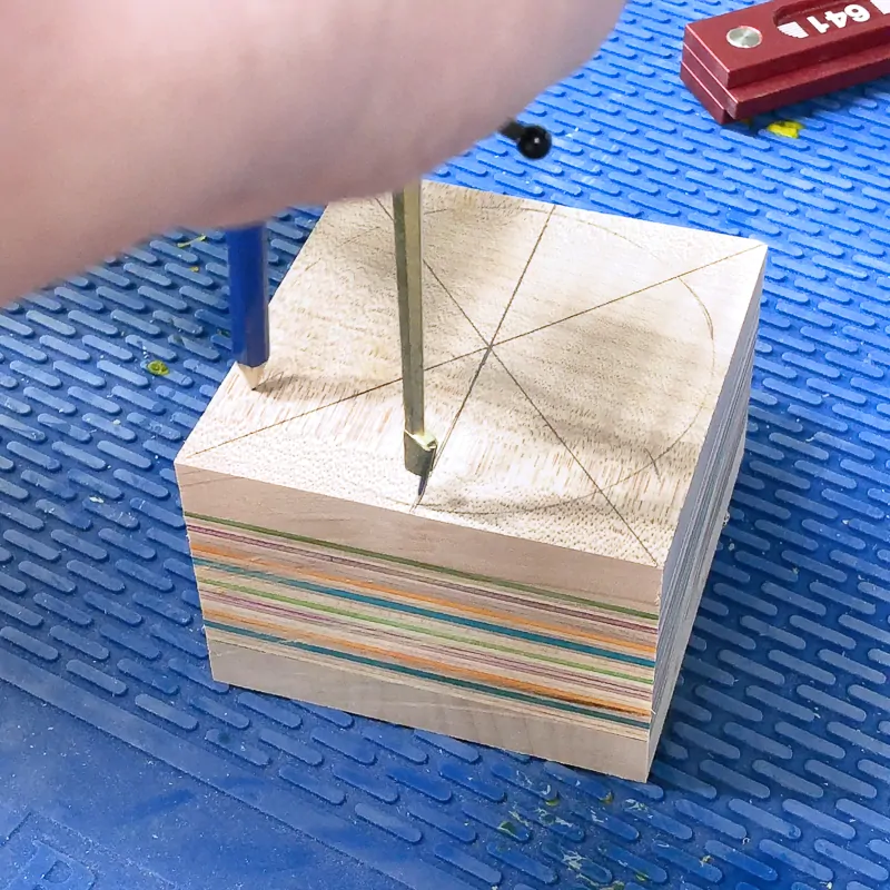 marking the corners of a hexagon with a compass