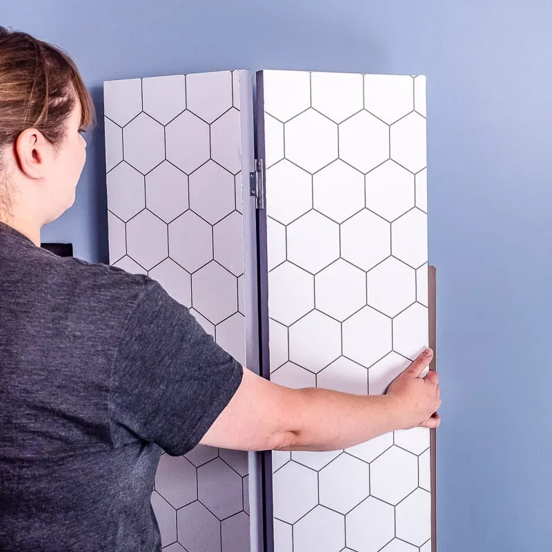 hiding electrical boxes behind DIY room dividers