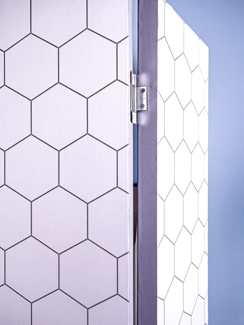 DIY room divider with hinges showing