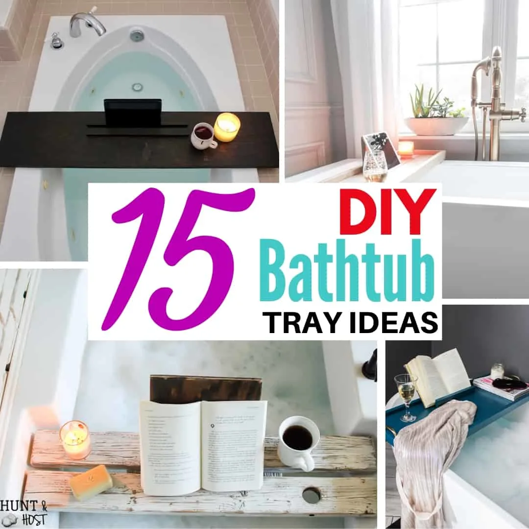 DIY bathtub tray ideas collage