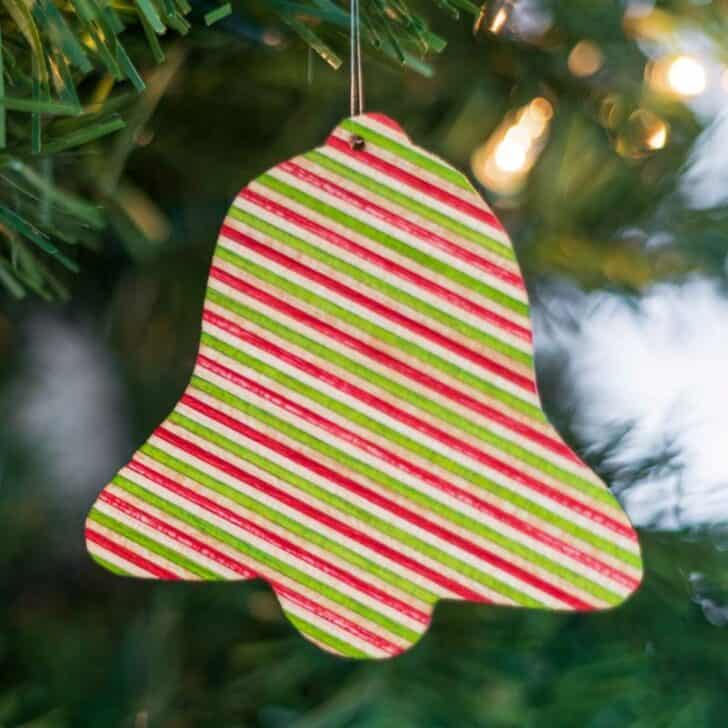 DIY wood veneer Christmas ornament