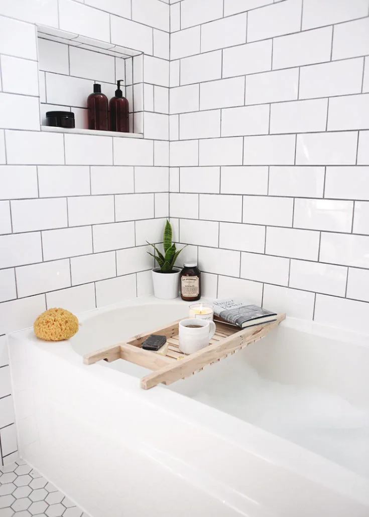 DIY Bathtub Tray with Reclaimed Wood - Deeply Southern Home