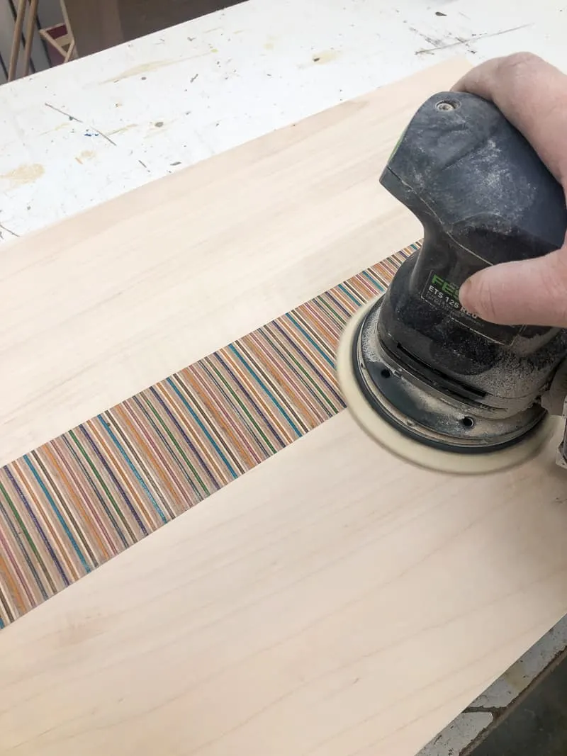 sanding DIY laptop stand top