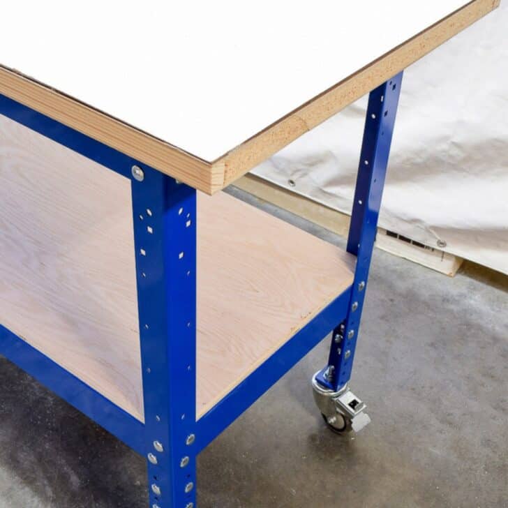 DIY workbench with steel frame
