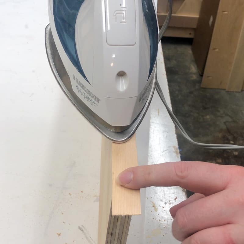 ironing on edge banding on plywood