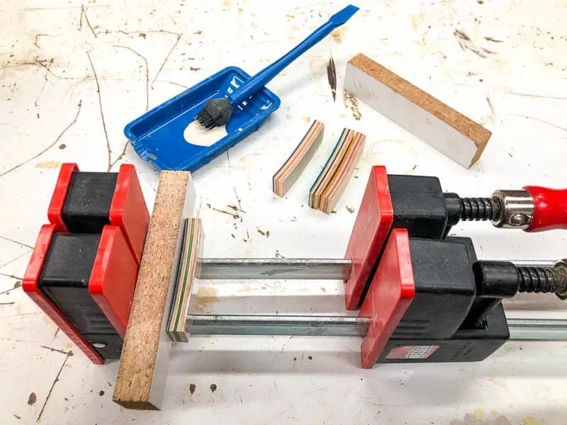 skateboard wood strips to be placed in parallel clamps