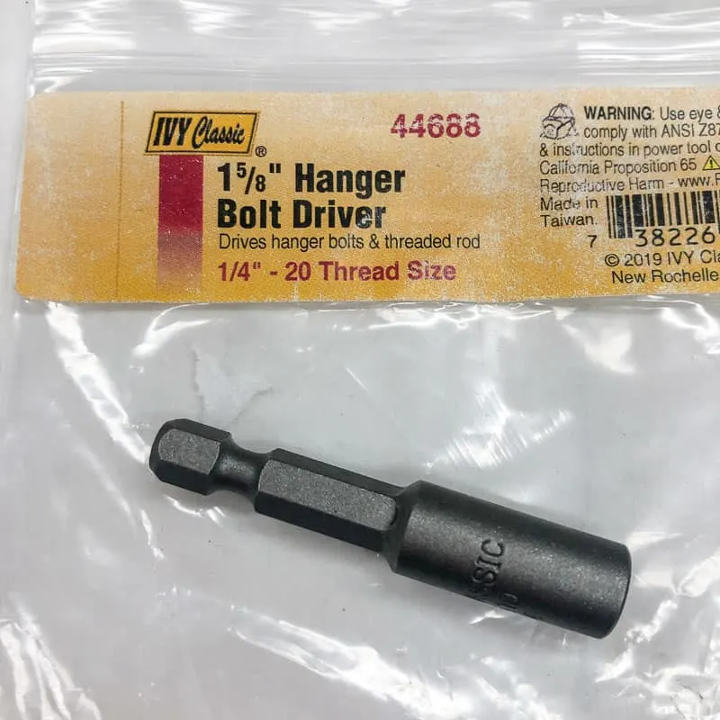 1 ⅝" hanger bolt driver for ¼" thread size