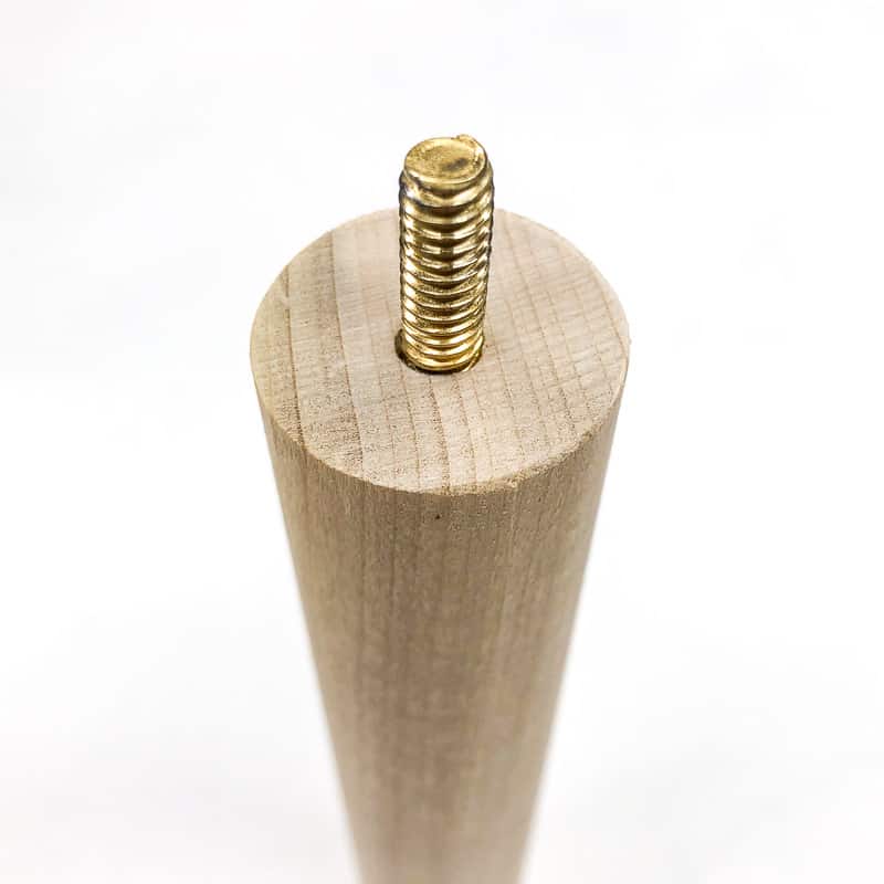 hanger bolt installed in the end of a wooden dowel