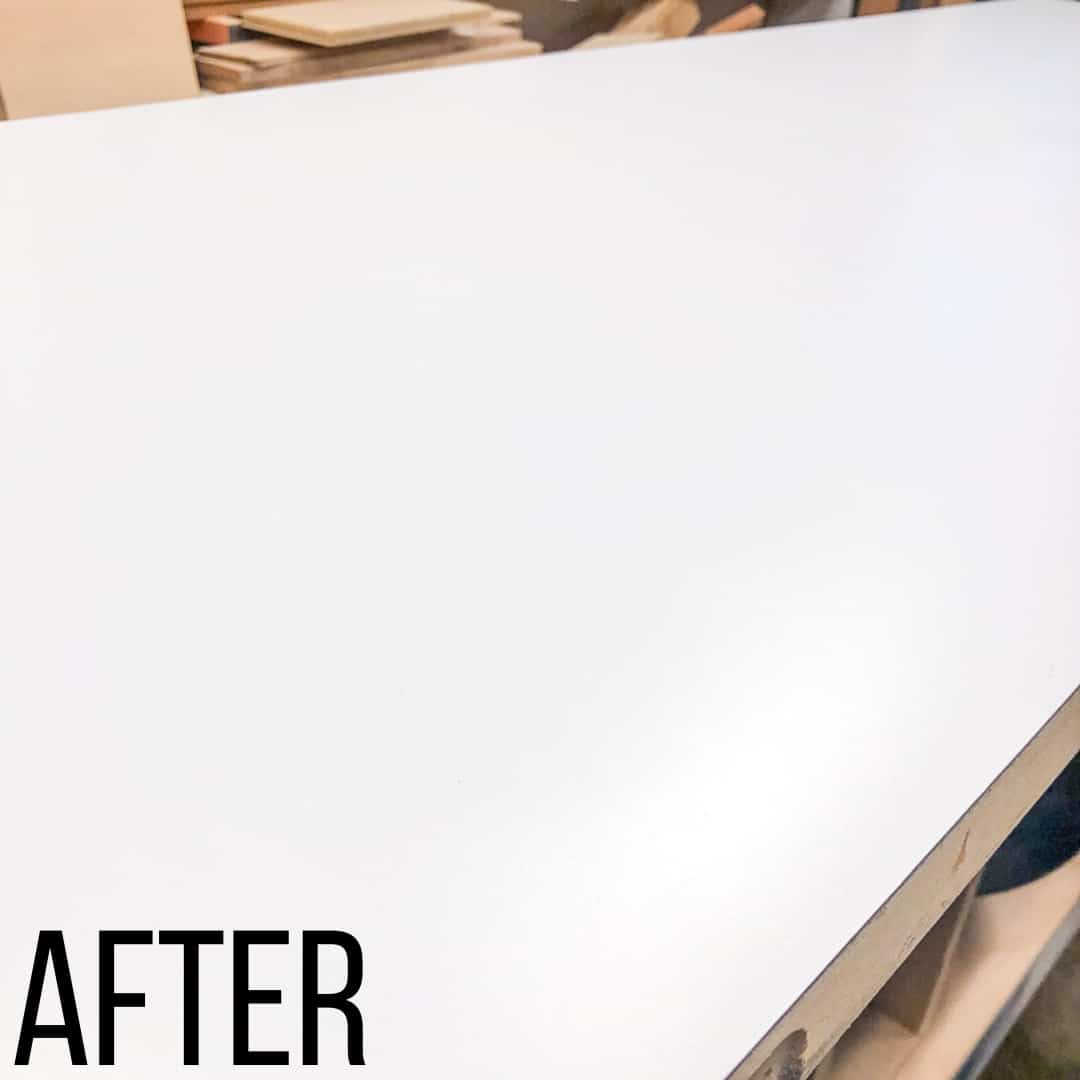 workbench top after installing laminate sheet