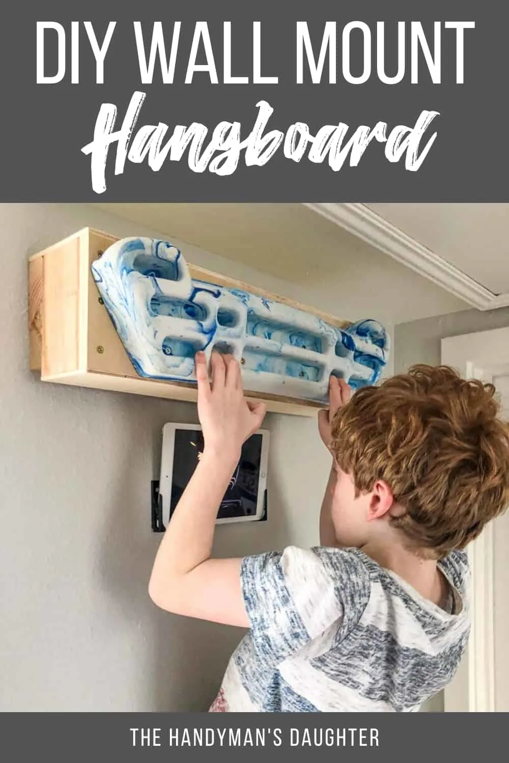 DIY wall mount hangboard by The Handyman's Daughter